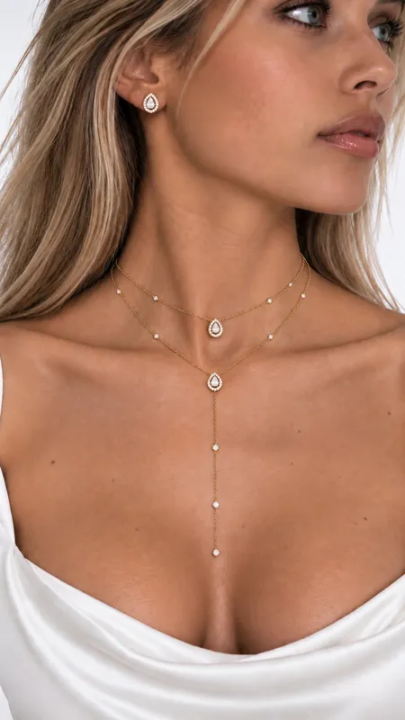 Collier double poire porté